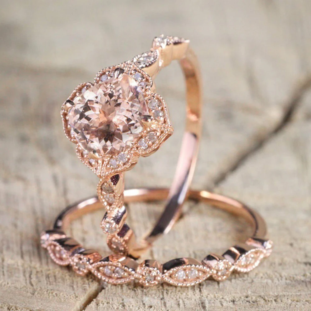 Women Party Banquet Square Rings for Ladies Acrylic Rose Gold Color Trendy Jewellery Wedding Size 6 7 8 9 10 | Украшения и