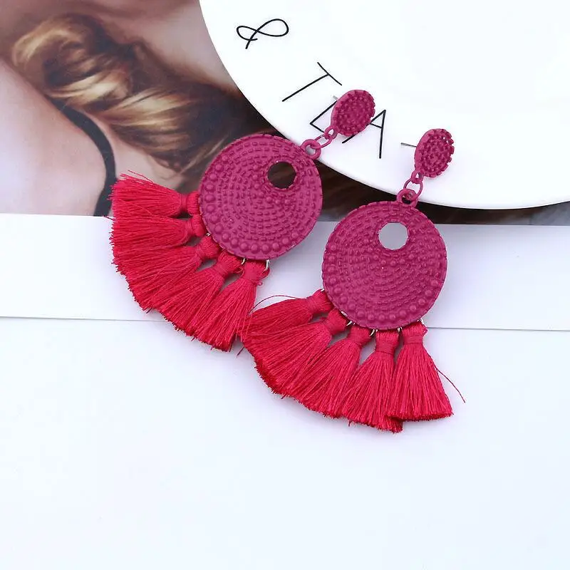 7 цветов Винтажные серьги с бахромой в виде капель индивидуальные Преувеличенные