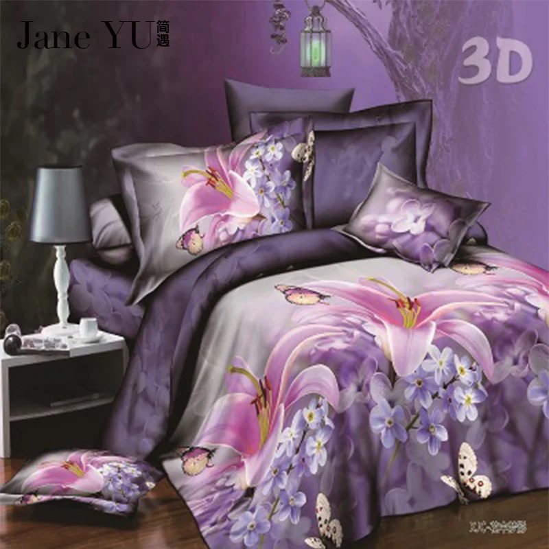 Комплект постельного белья JaneYU 4 шт. роскошный комплект с 3D розой красное одеяло