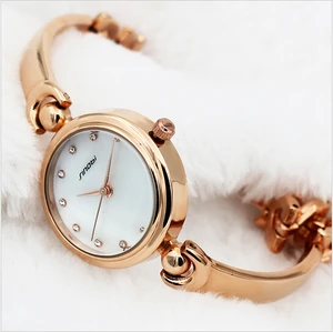 Часы наручные SINOBI женские со стразами, роскошные часы-браслет из розового золота