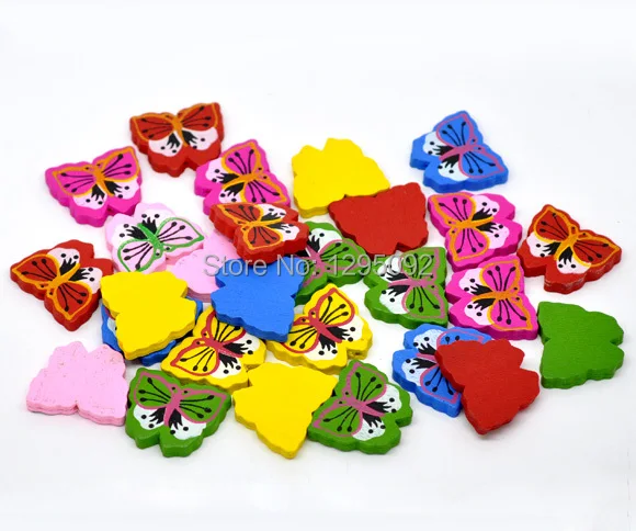 200 Шт. Многоцветный Симпатичные Бабочки Деревянные Распорки Бисер Ювелирные