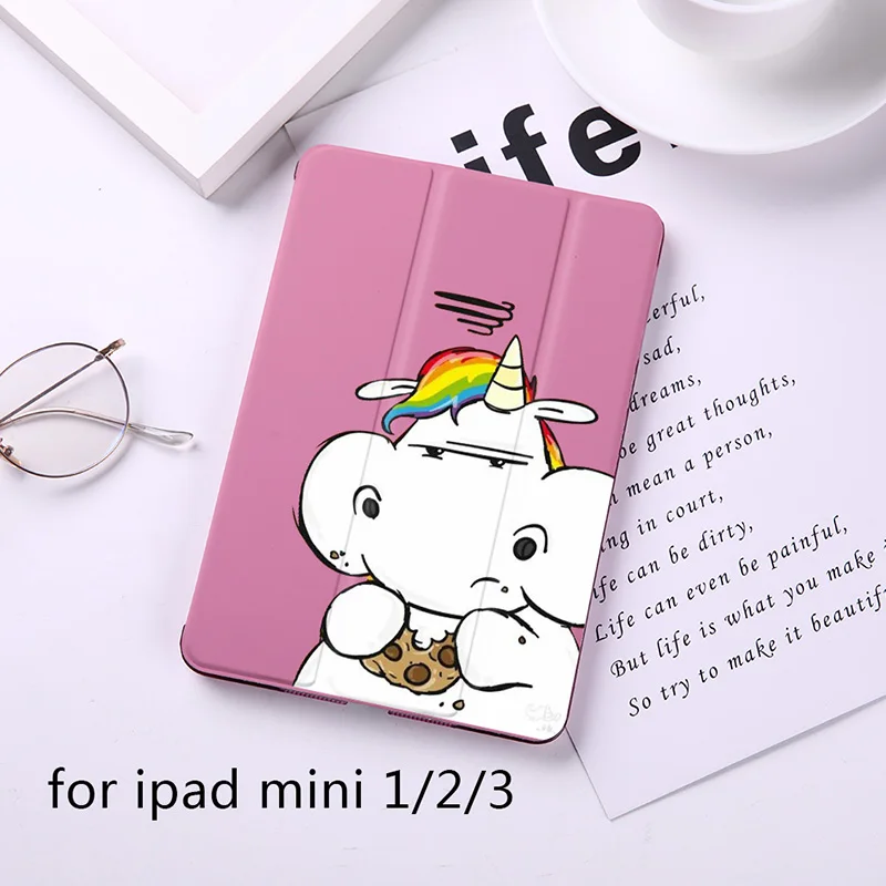 B200072-ipad mini123 Милый Магнитный флип-чехол с единорогом для Apple iPad 9," Чехол для iPad Air 2 Mini2 из искусственной кожи, складной чехол-книжка с функцией автоматического пробуждения - Цвет: B200072-ipad mini123