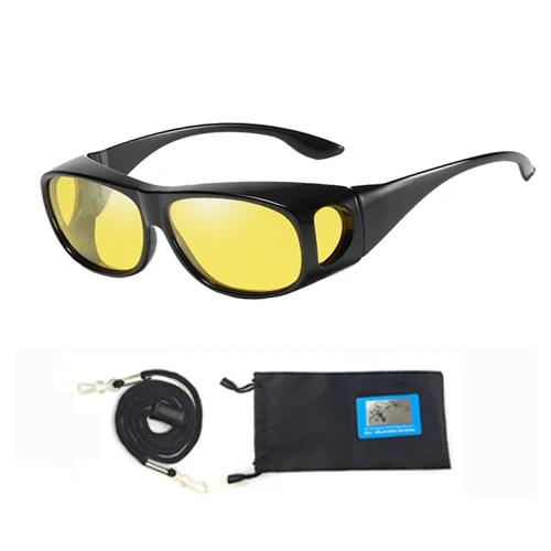 Yellow with bag NEWBOLER Поляризованные линзы для мужчин и женщин, солнцезащитные очки для рыбалки, покрытие для близорукости, очки, солнцезащитные очки, подходят для солнцезащитных очков - Цвет: Yellow with bag