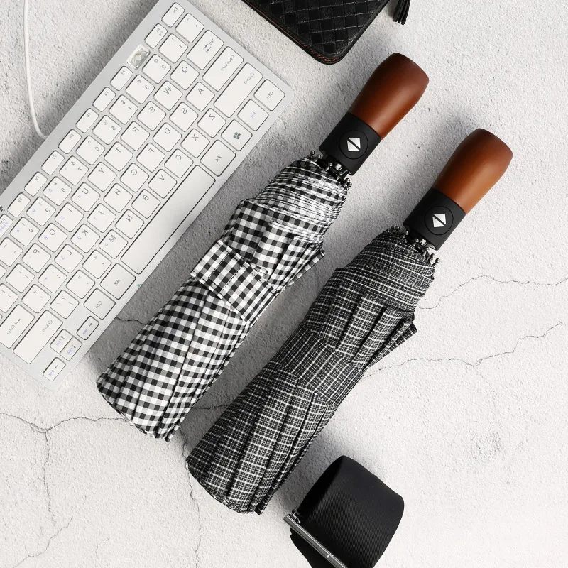 Автоматический автоматический зонт Houndstooth складной мужской деловой Ретро Зонт с