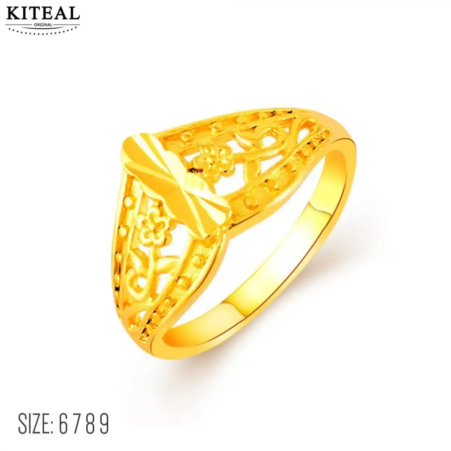 Кольцо на палец для мужчин модное чистое золото Размер 6 7 8 9 | Украшения и