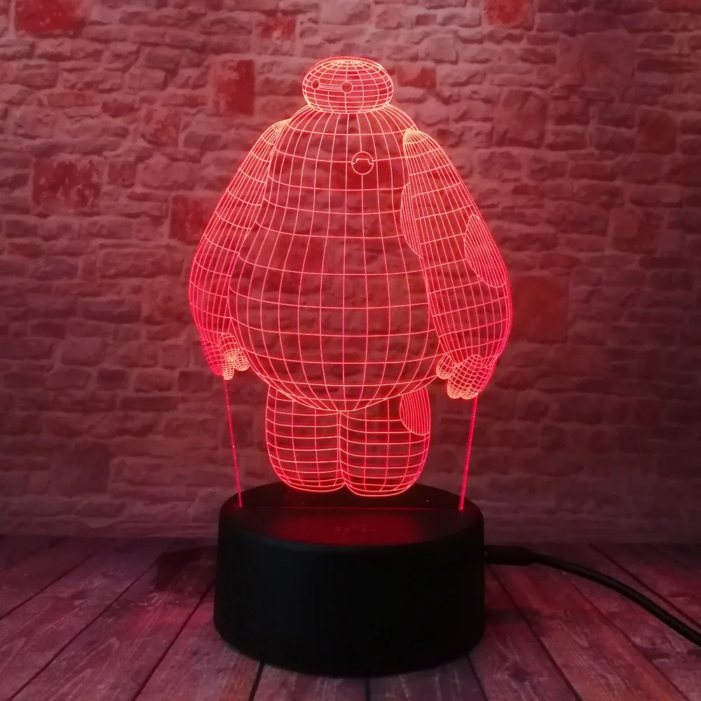 Новый креативный 3D светильник Baymax с героями мультфильма Большой Герой 6