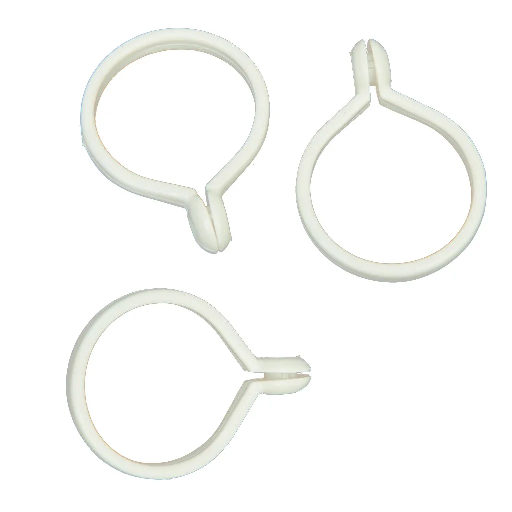 

10 Pieces White Window Shower Curtain Rod Rings with Drapery Hook Eyelet 1.3in Dia.