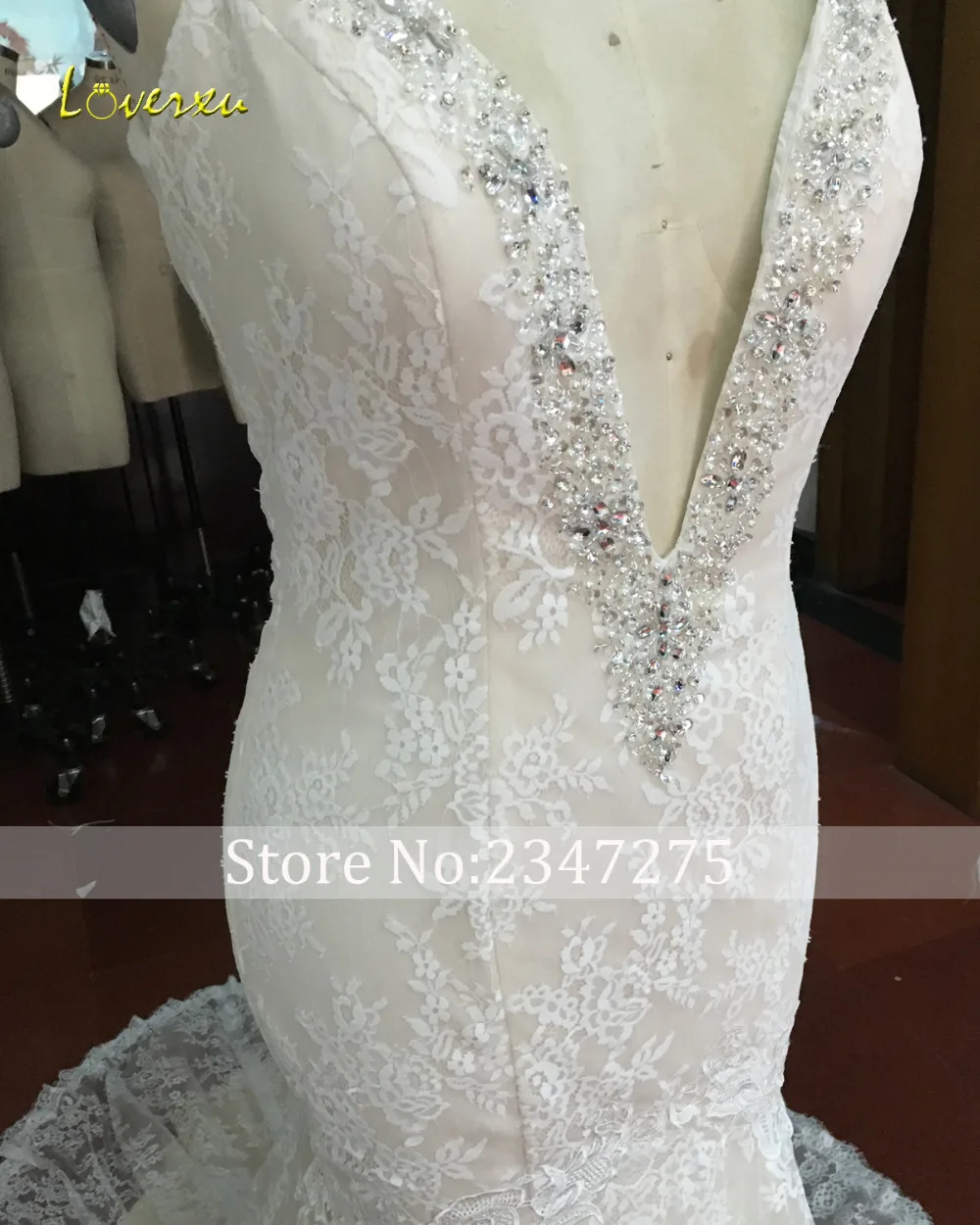 Loverxu Vestido De Noiva Sexy Глубокий V средства ухода за кожей шеи кружево Русалка Свадебные