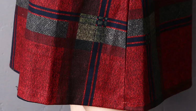 Saiqigui 2019 Autumn winter dress Vintage Turtleneck long sleeve women casual Loose A-Line Plaid vestidos | Женская одежда