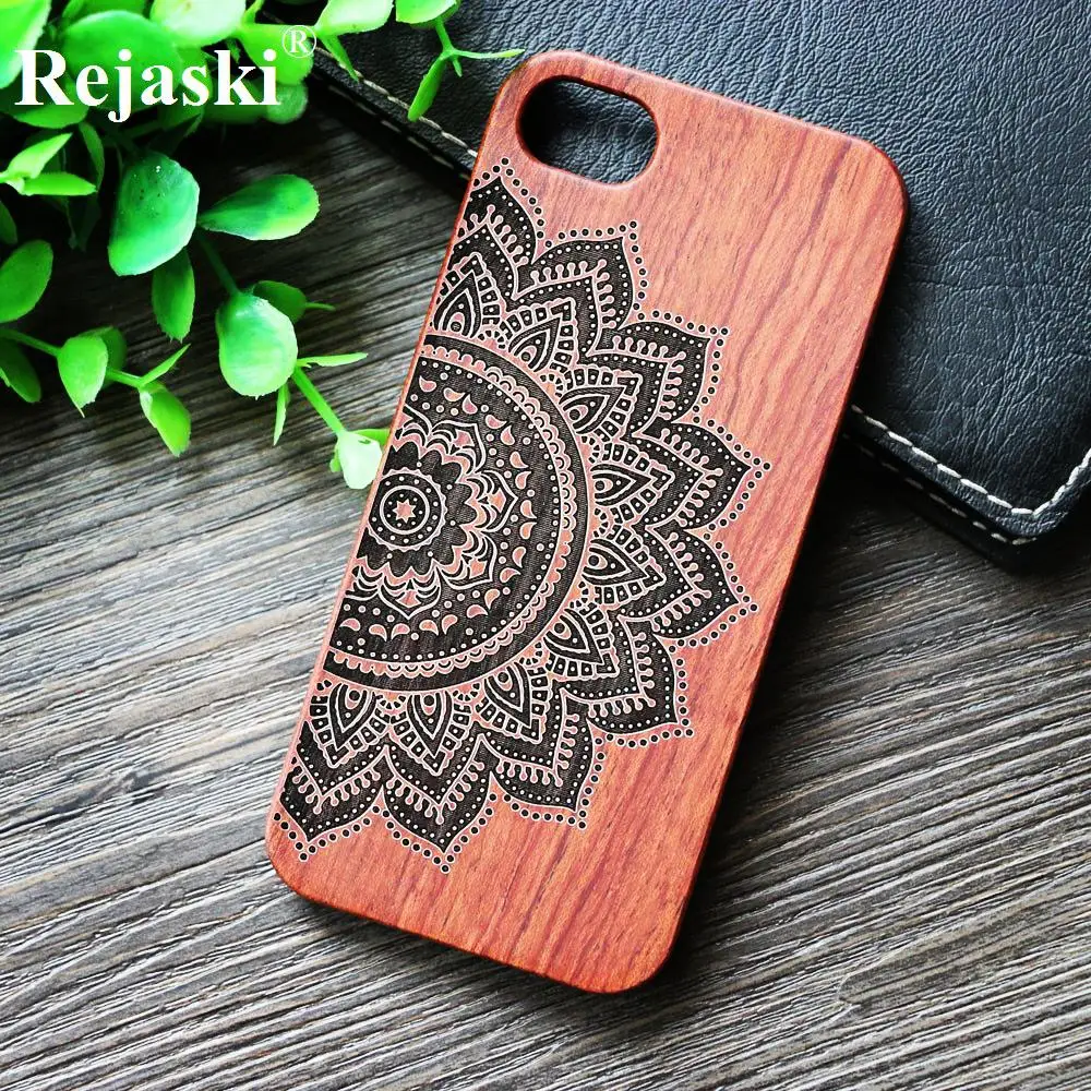 Деревянный чехол для телефона мандалы iPhone 6 6S 7 8 Plus X XS MAX XR Samsung Galaxy S7 Edge S8 Note 9