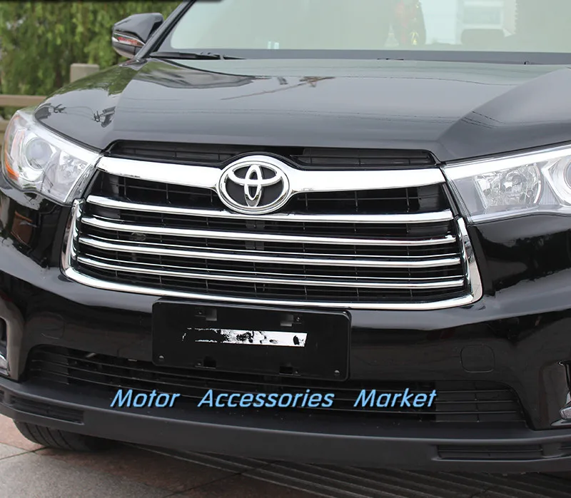 Новая хромированная передняя решетка радиатора для Toyota Highlander 2014 2015 2016|hood trim|front