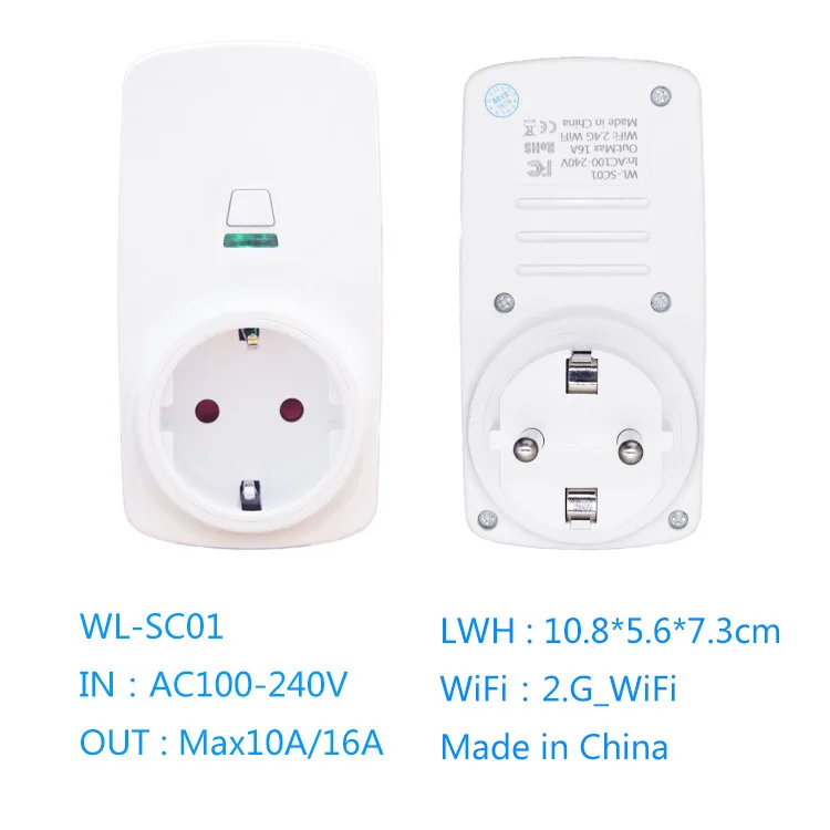 Tonbux FR/EU/US умная Wifi вилка светодиодный световой дисплей 110-250 В Поддержка Google Home/Amazon