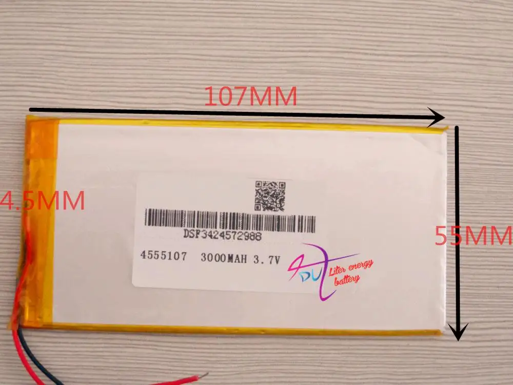 Лучшая батарея бренда PL4555107 литий полимерная 3000ма для GPS плеера планшетного