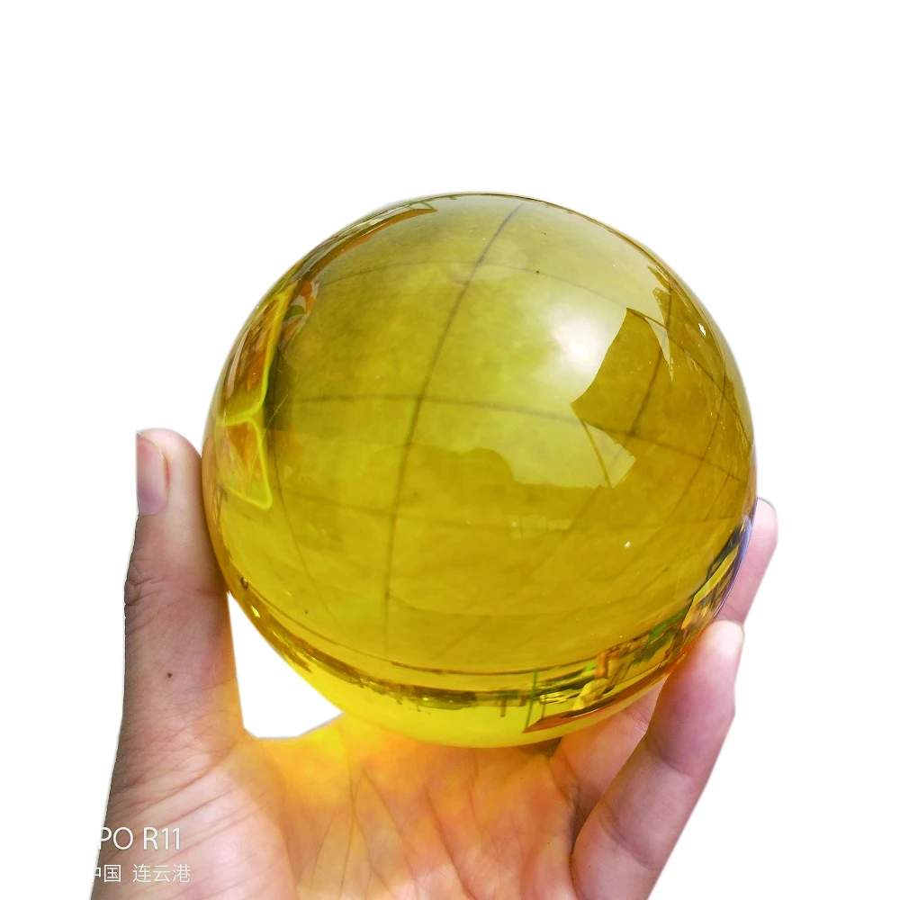 

100 мм желтый хрустальный шар фэн шуй домашний декор стеклянный шар с базой удачи свадебный подарок модные прозрачные упражнения