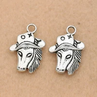 5pcs horse head charm pendant fit bracelet necklace antique silver plated jewelry diy making accessories 23x17mm