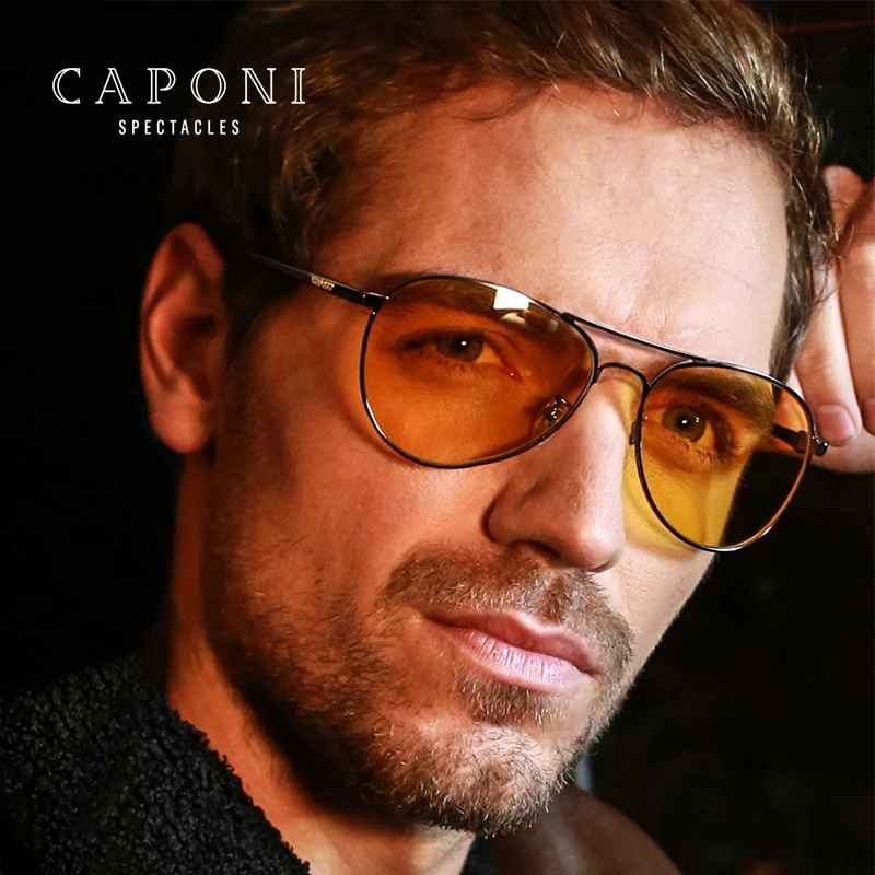 Фирменные дизайнерские солнцезащитные очки CAPONI, поляризационные, фотохромные, для дня и ночи, для вождения, очки для глаз, полит, Винтажные Солнцезащитные очки BSYS3104