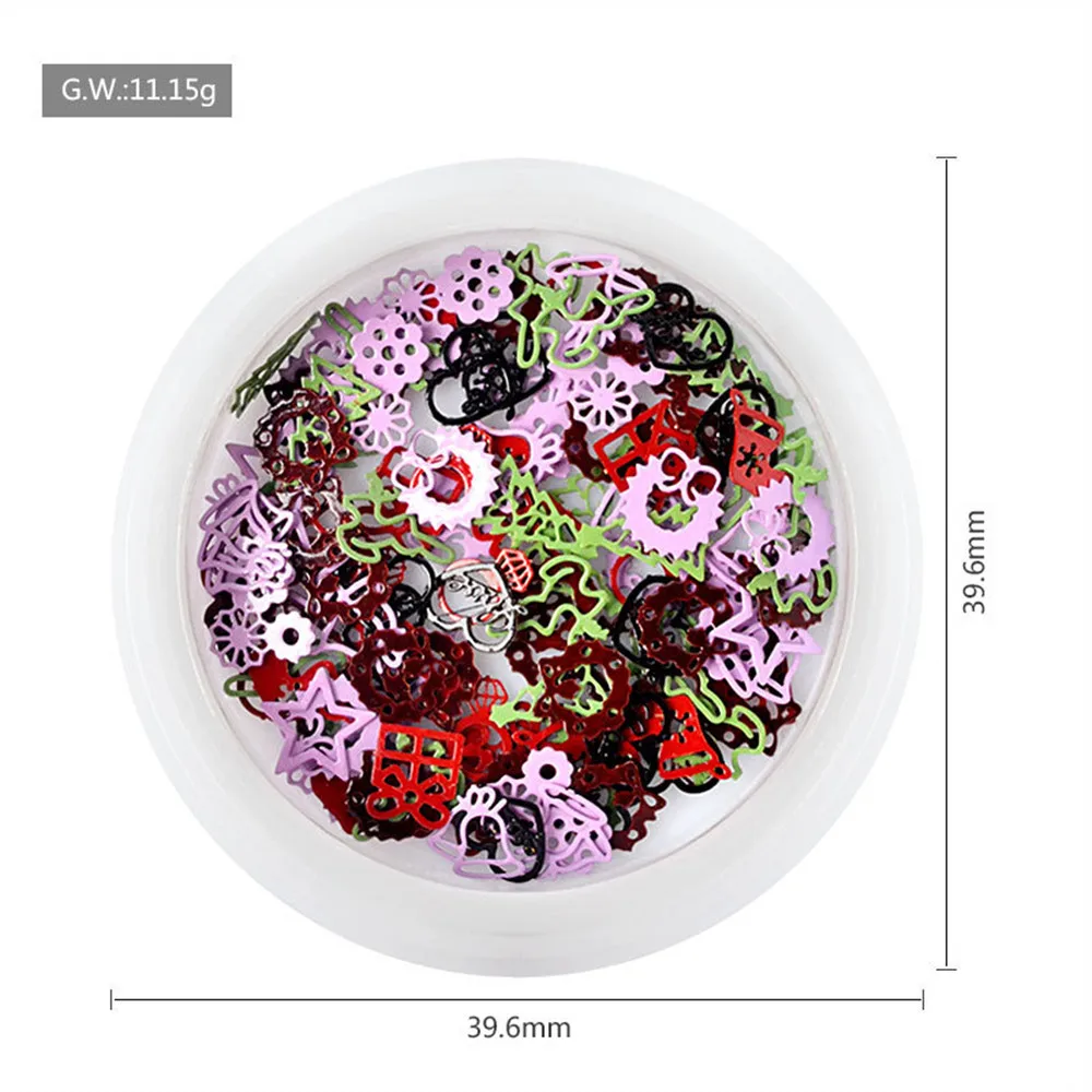 3D красочные металлические кусочки украшение для ногтей Рождественская Снежинка