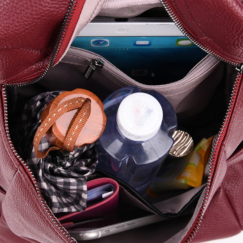 Женский кожаный рюкзак сумка на плечо для путешествий Большой Вместительный