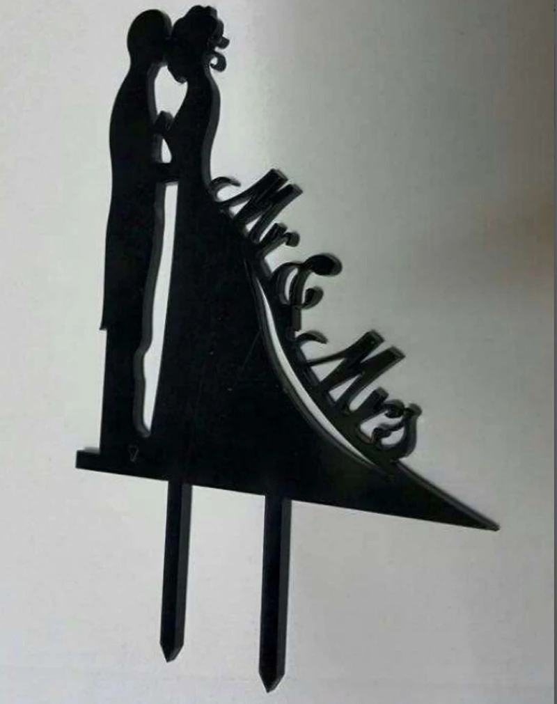 Черный акриловый Топпер для свадебного торта Mr & Mrs свадьбы Свадебный украшения