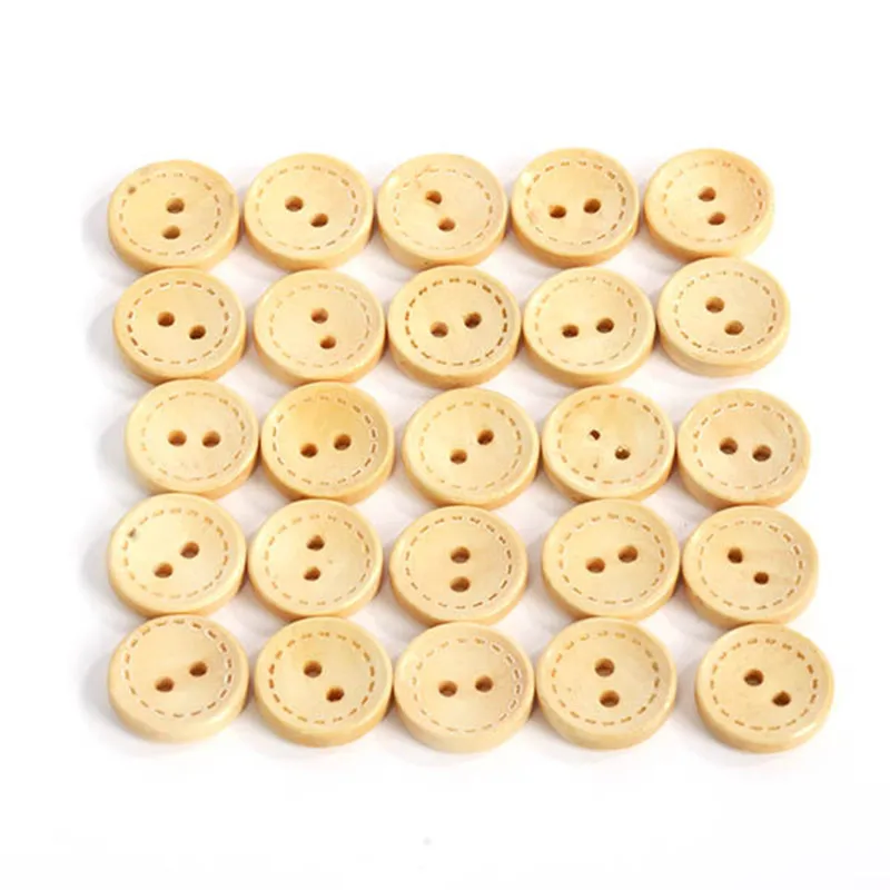 Лидер продаж деревянные пуговицы в горошек круглые с 2 отверстиями аксессуары