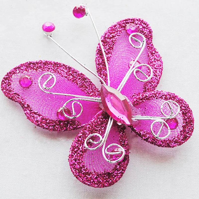 10 шт. свадебные украшения в виде бабочек из органзы|organza wire rhinestone butterfly|for wedding