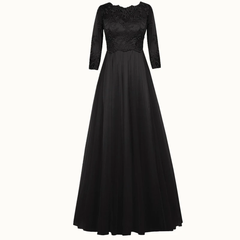 2019 Brown Long Sleeve Lace Evening Dress Vintage A-line Elegant Prom Dresses Formal Party Gowns Mother's | Свадьбы и торжества