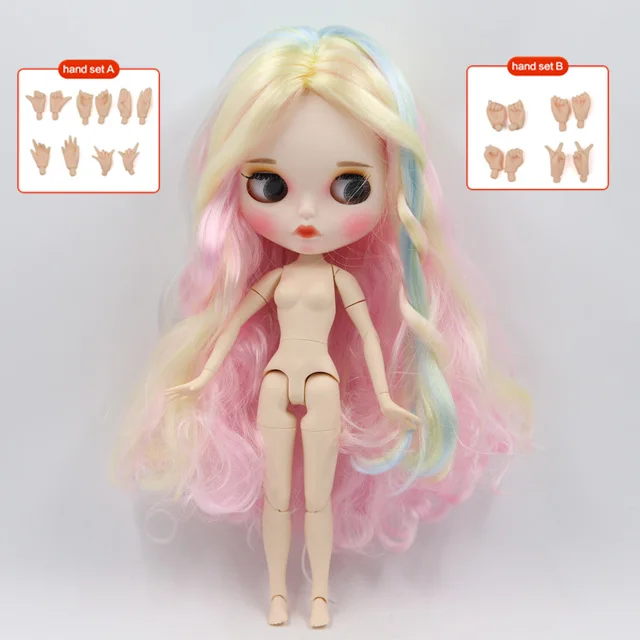 nude doll(AB) Ледяной телесного цвета Blyth кукольные нет. BL1017/136/288/6005 розовый смешанный волос матовая лицевая сторона и Ти кожи шарнирное тело - Цвет: nude doll(AB)