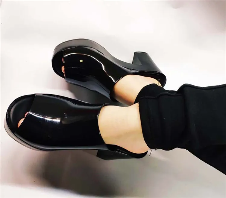 Melissa/сандалии; женские босоножки на платформе; женская обувь на танкетке с эластичным ремешком; леопардовая обувь с открытым носком; sandalia feminina на высоком каблуке