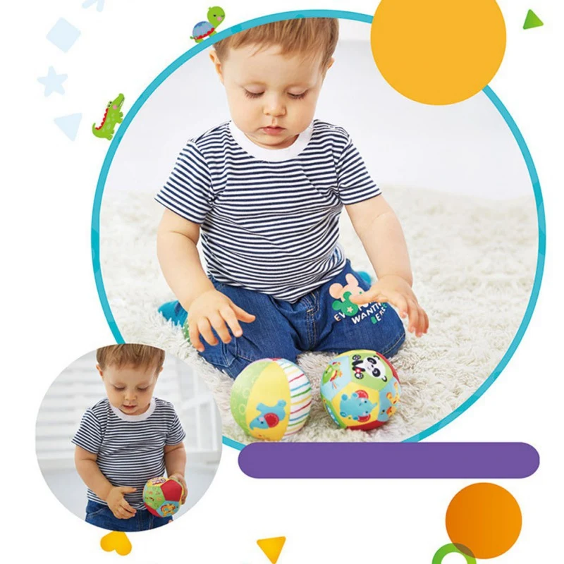

Baby Toys Cartoon Animal Cloth Ball Ring Bell Rattles Plush Crawl Toy Building Ball Early Educational Toys