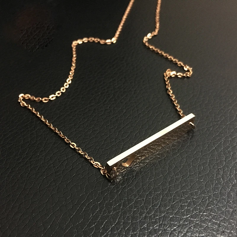 Personalized Blank Bar Pendant Necklace Heart Stainless Steel Custom Name Can Engrave Word Letters Jewelry | Украшения и