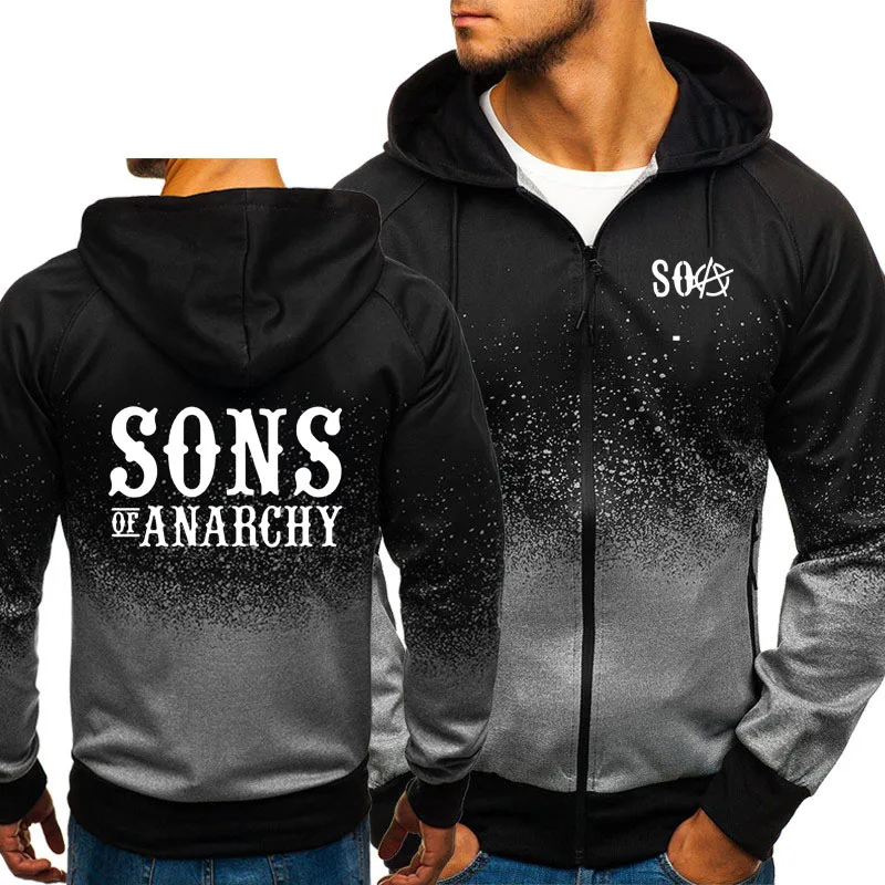 SOA Sons of anarchia/Детская толстовка с градиентом SAMCRO, уличные мужские толстовки-худи, куртка на молнии, Мужская Флисовая спортивная одежда, мужская толстовка с капюшоном - Цвет: 808