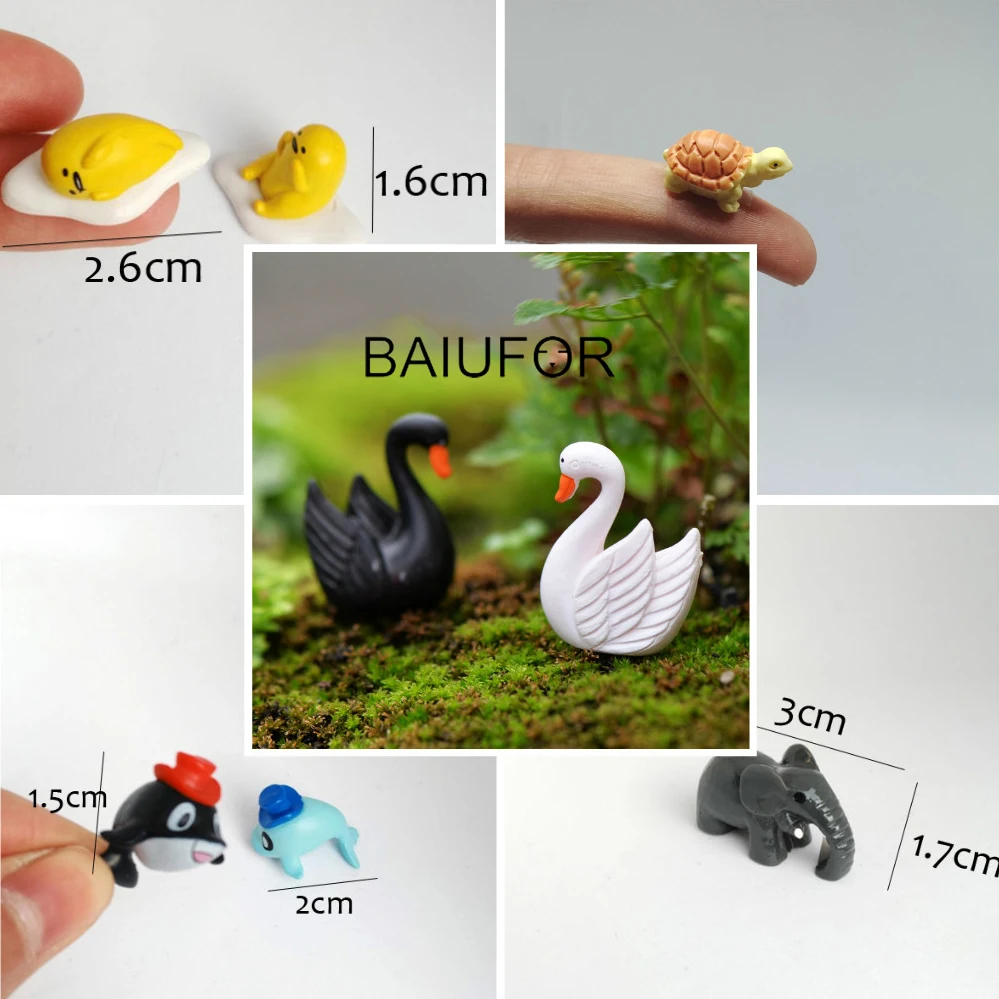 BAIUFOR мини животные миниатюрная Фея Сад Декор Пейзаж из мха аксессуары diy Террариум фигурки Дельфин Пингвин Лебедь автобус