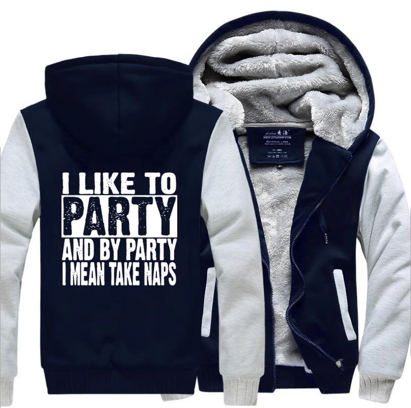 Мужские толстовки с капюшоном I Like Party And By зимние теплые флисовые высокого