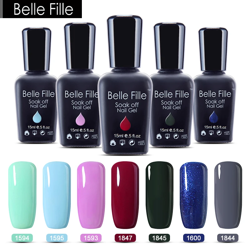 Гель лак для ногтей Belle Fille винно красный цвет высушенный с УФ светодиодный лампой