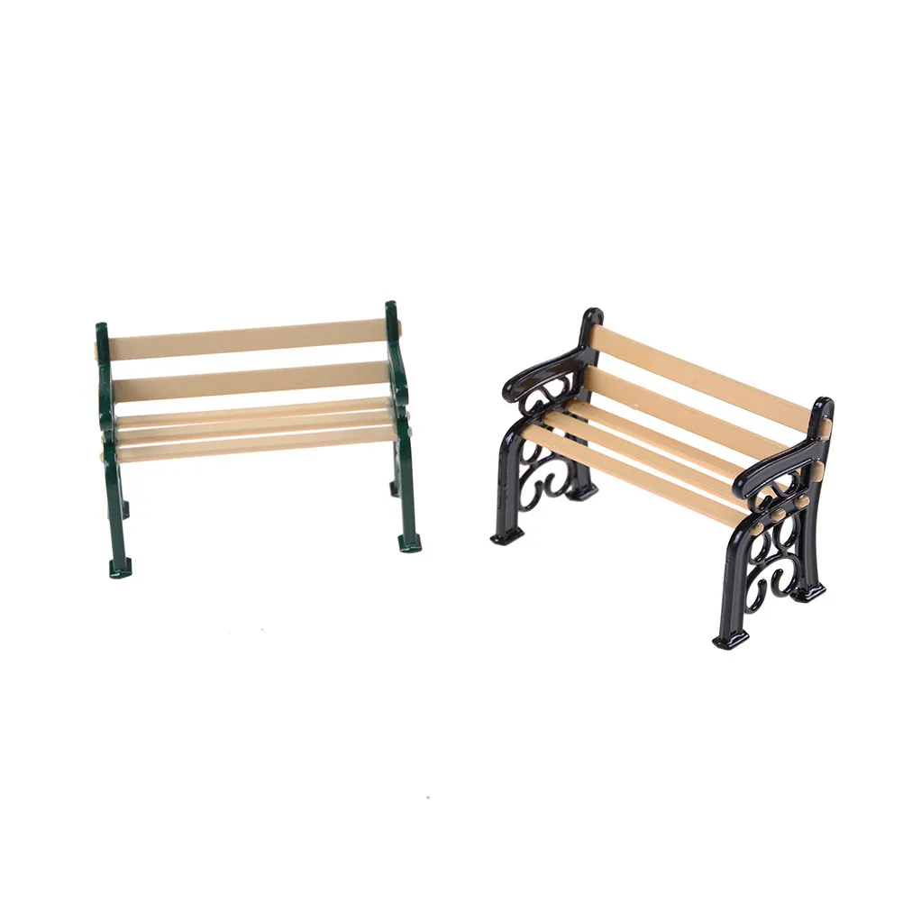 

2019 new 1:12 Wooden Metal Bench Dolls House Miniature dollhouse Garden Furniture Accessories Wholesale