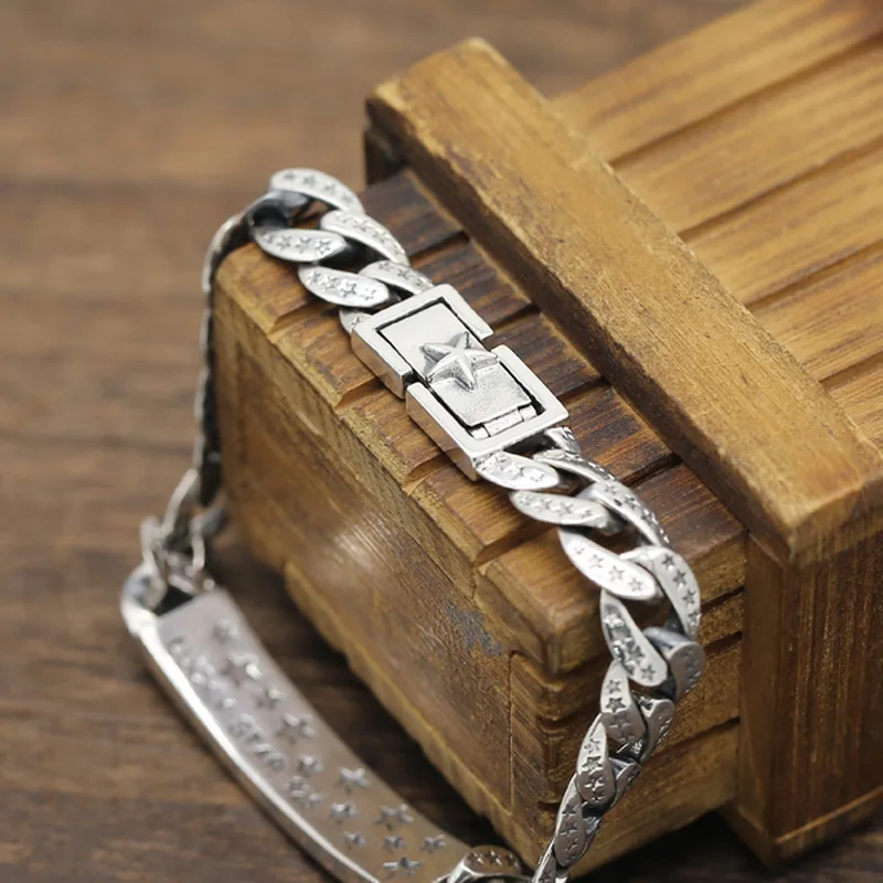 

Sterling silver S925 fashion hipster accessories punk wind bracelet retro sterling silver stars chain trend jewelry S140