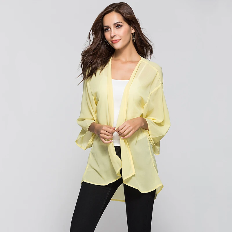 Женская шифоновая блузка с рукавом летучая мышь и круглым вырезом|blusas style|chiffon