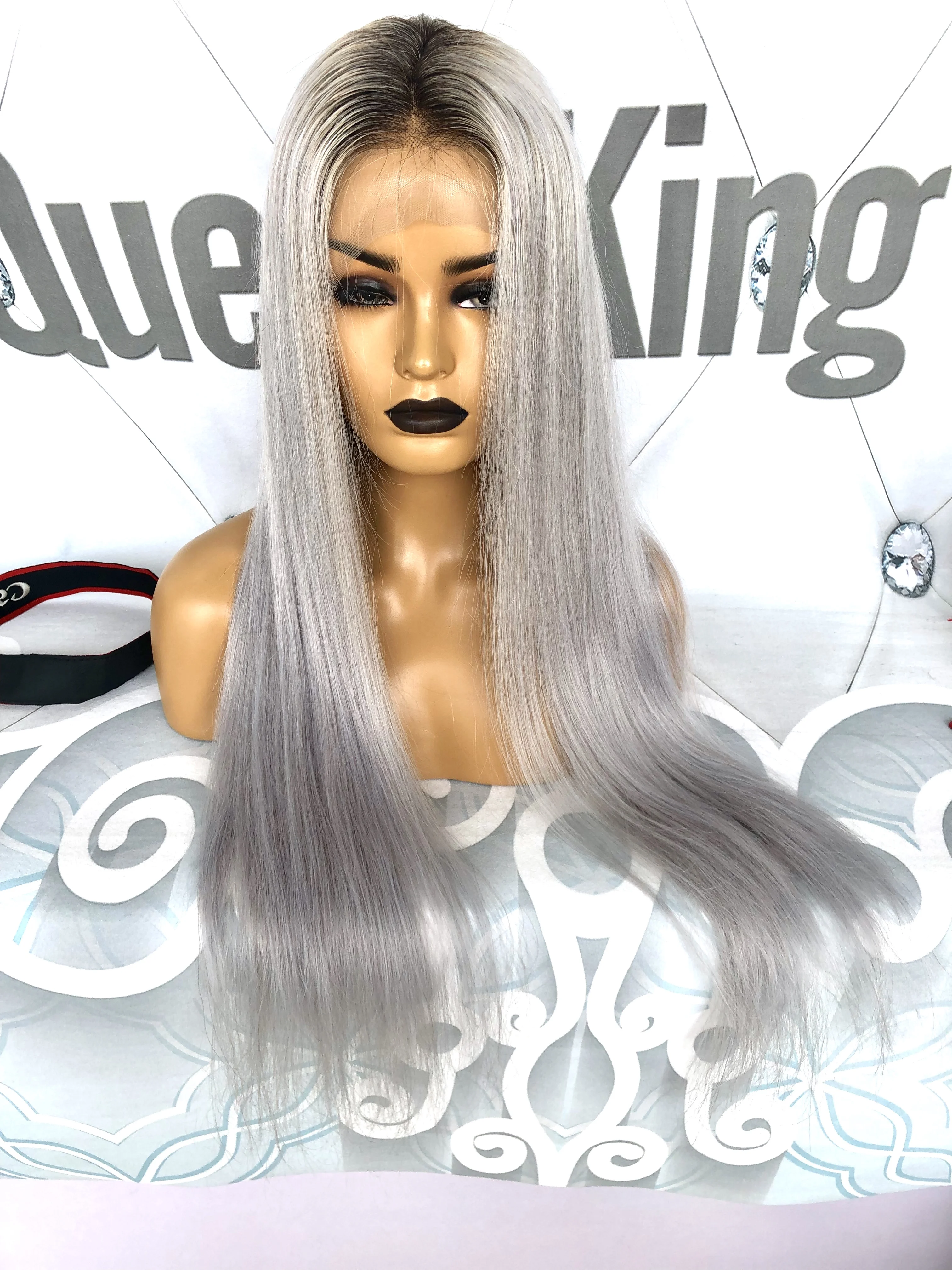 Queenking волосы 150% плотность Ombre Ким Кардашян человеческие парик с ребенком