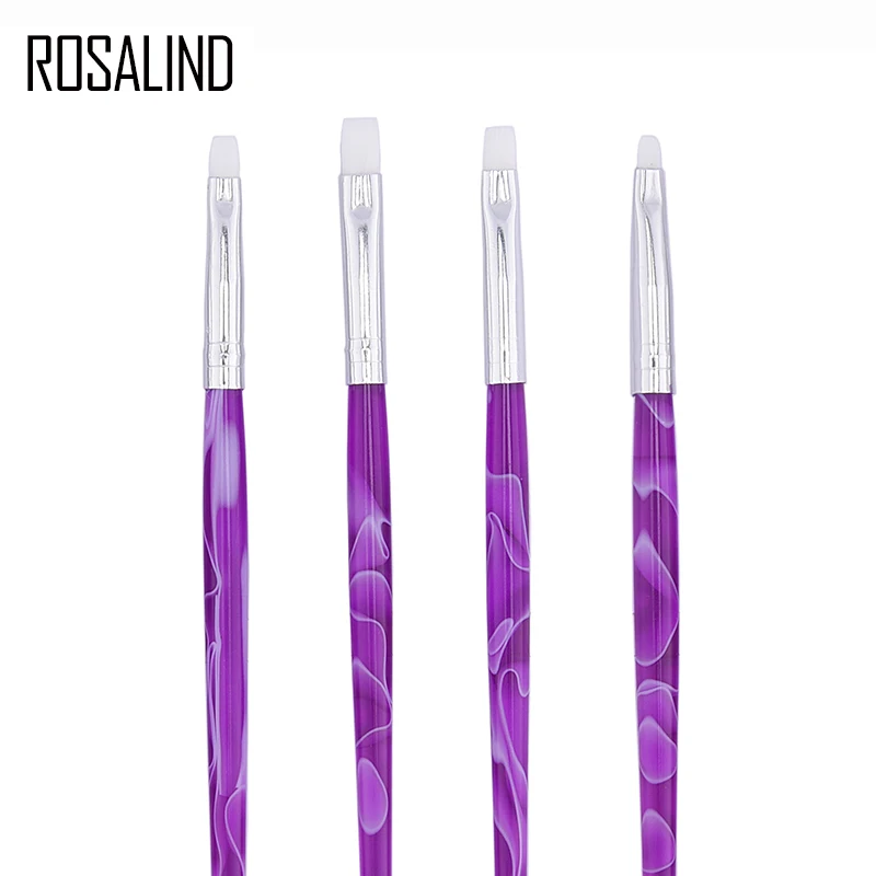 ROSALIND 4 шт Кисти для дизайна ногтей, УФ-гель для рисования, кисть для рисования, ручка для инструмент для маникюра сделай сам, градиентный фиолетовый цвет