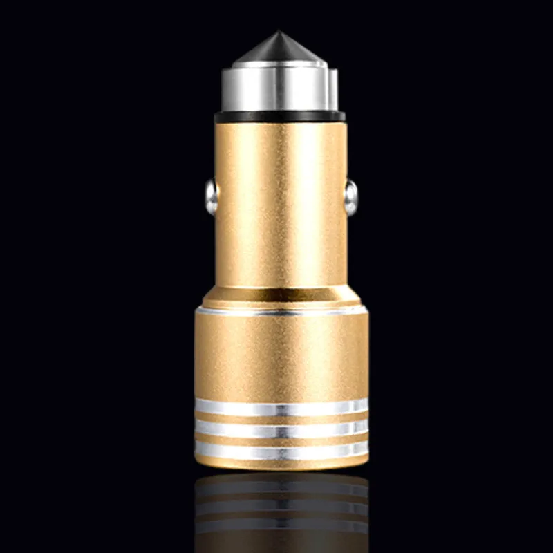 Автомобильное зарядное устройство Mini USB с двумя портами металлическое