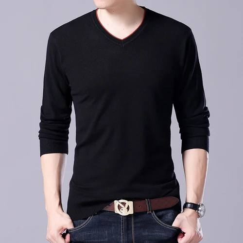 black 7XL/подлинный мужской пуловер с v-образным вырезом, Одноцветный Повседневный кашемировый мужской свитер большого размера, мужской тянущийся тонкий приталенный свитер - Цвет: black