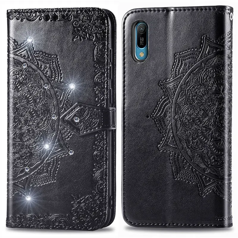 Для Huawei Y6 Pro 2019 чехол с откидной крышкой и бриллиантом защитный из ТПУ карманом