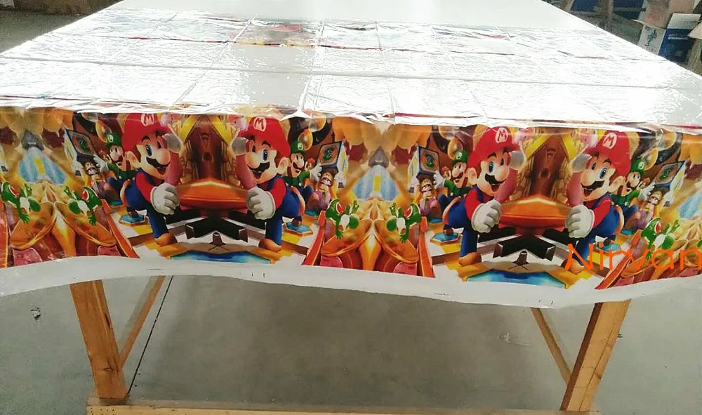 108*180cm 1pcs super mario waterproof disposable plastic tablecloth kids boys girls birthday party map/table cover supplies | Дом и сад