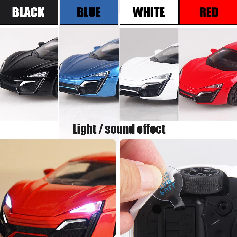 Литые автомобили Lykan Hypersport 15 5 см игрушка для литья под давлением со звусветильник