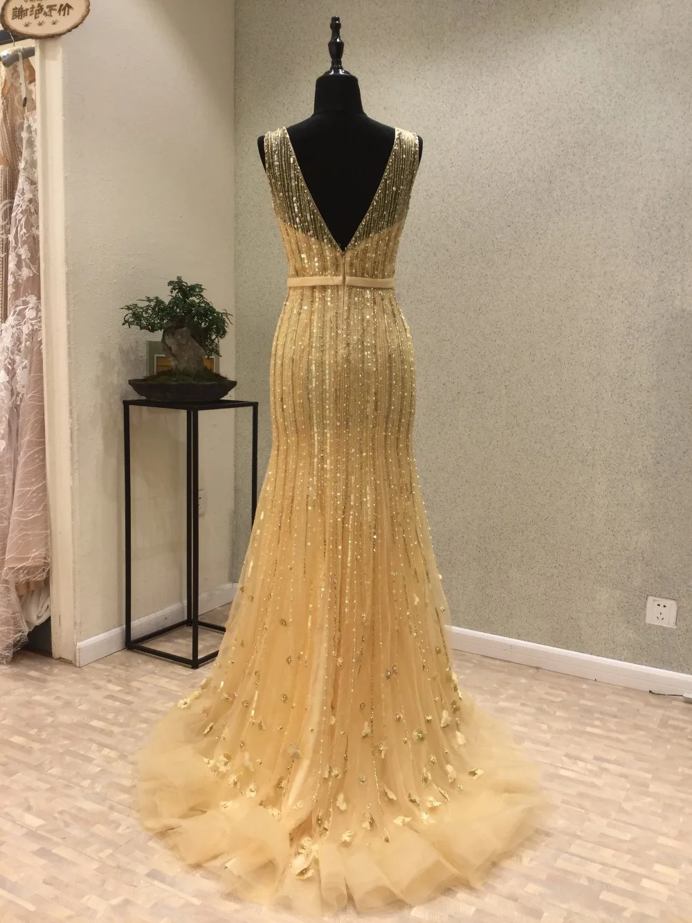 abendkleider New Luxury Long Prom Dresses 2020 V-Neck Cap Sleeve Floor Length Beading Tulle Mermaid Evening Dress Vestido longo