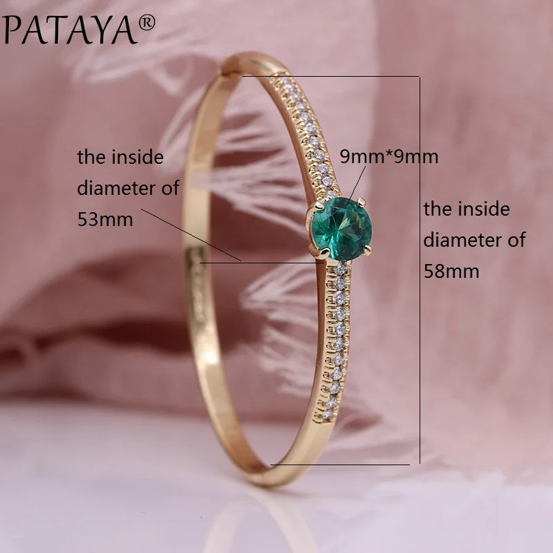 PATAYA, новинка, женские браслеты, 585, розовое золото, зеленый, Круглый, натуральный циркон, модные украшения, свадебный подарок, вечерние, роскошный, тонкий, овальный браслет
