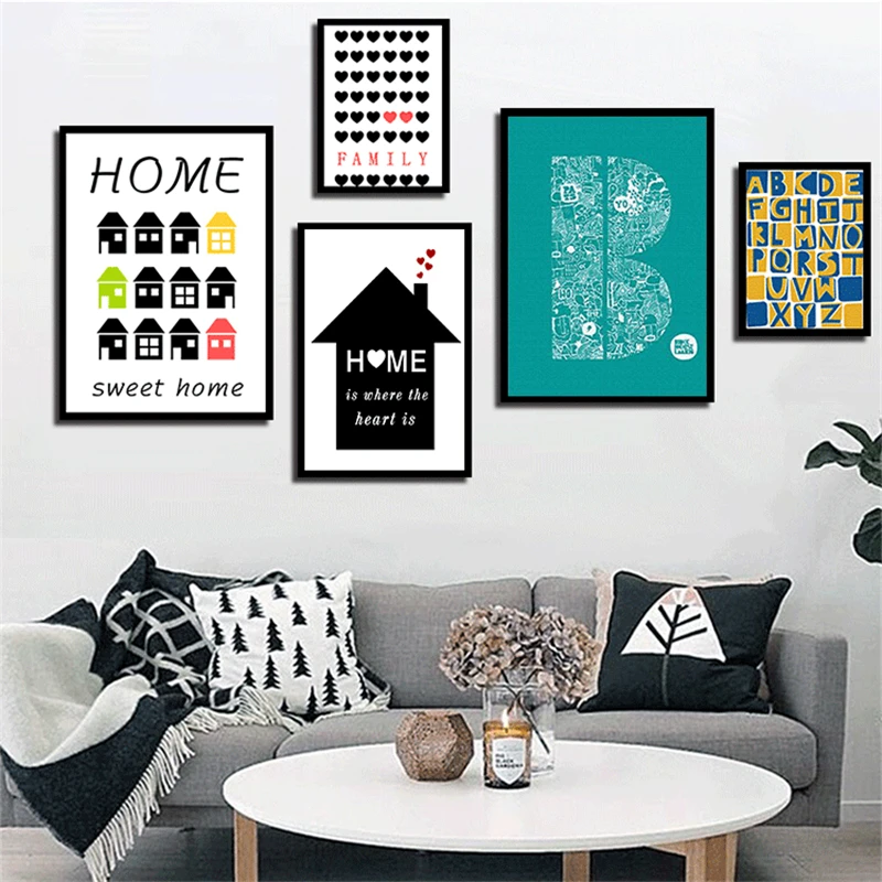 

Настенная картина HAOCHU Sweet Home Love Family с надписью на английском языке, Современная фотокартина для гостиной, Декор, свадебный подарок