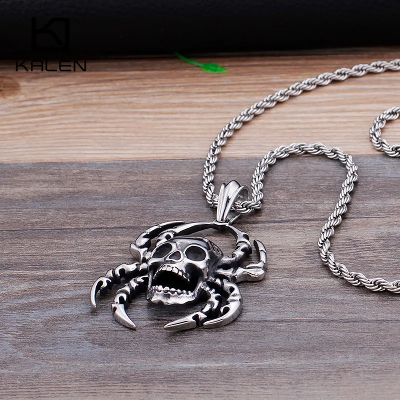 Мужское ожерелье с подвеской в виде черепа KALEN Neo Gothic из нержавеющей стали панк