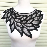1pc black feather lace fabric embroidery tulle neckline flower lace fabric sewing accessories supplies scrapbooking