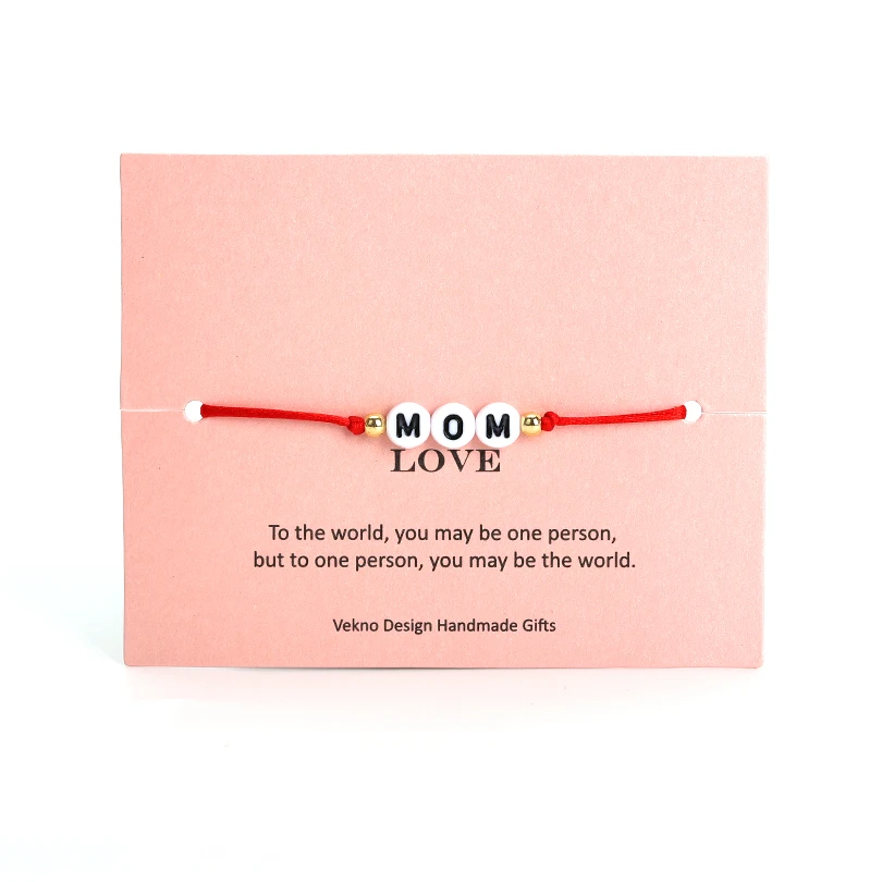 VEKNO Custom Couple Letter Bead His and Her Bracelet Men Women Red& Black Rope Adjustable String Name Bracelets DIY Jewelry